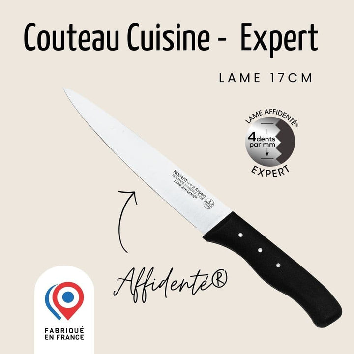 Couteau de Cuisine - Lame 17 cm - Noir | Expert Affidenté®