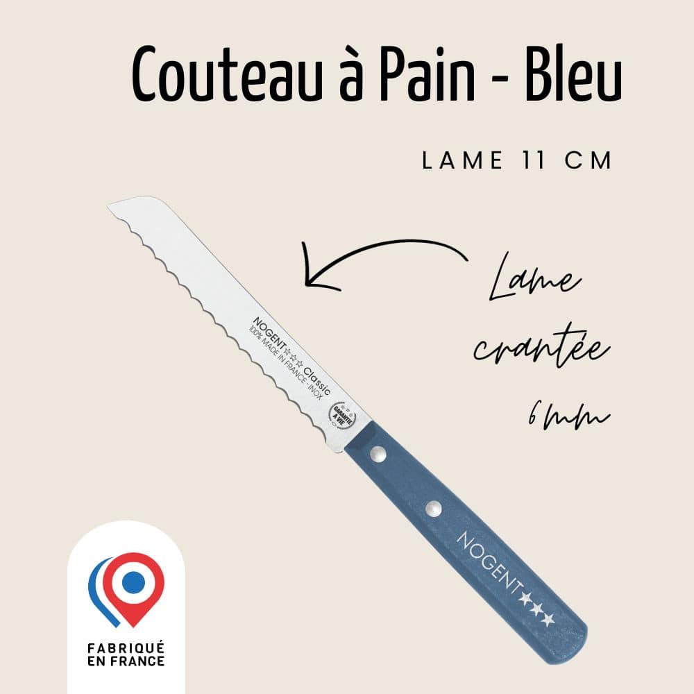 Couteau Petit Pain - Lame 11cm crantée 6mm | Classic Bois