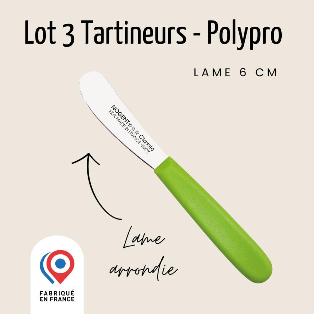 Lot 3 Tartineurs - Lame lisse 6cm | Classic Polypro