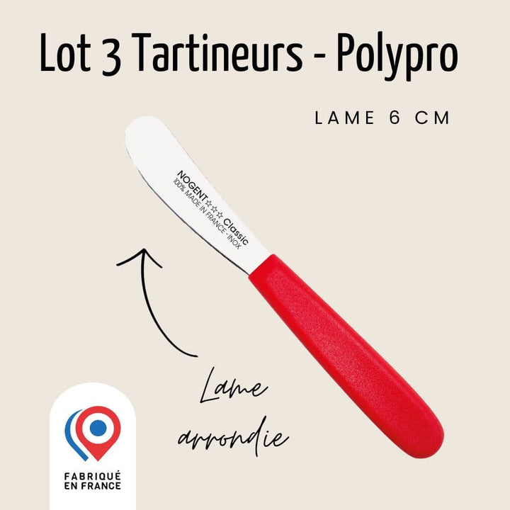 Lot 3 Tartineurs - Lame lisse 6cm | Classic Polypro