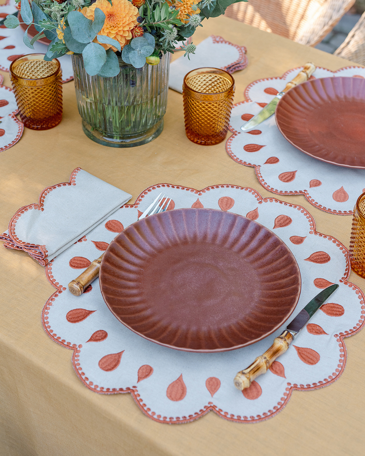 Set de table Gotas, beige et terracotta