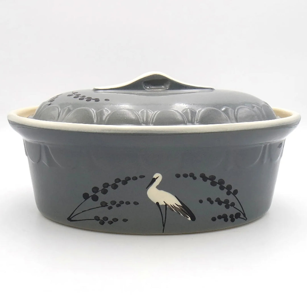 Terrine ovale gris cigogne épis Terrines Poterie Beck