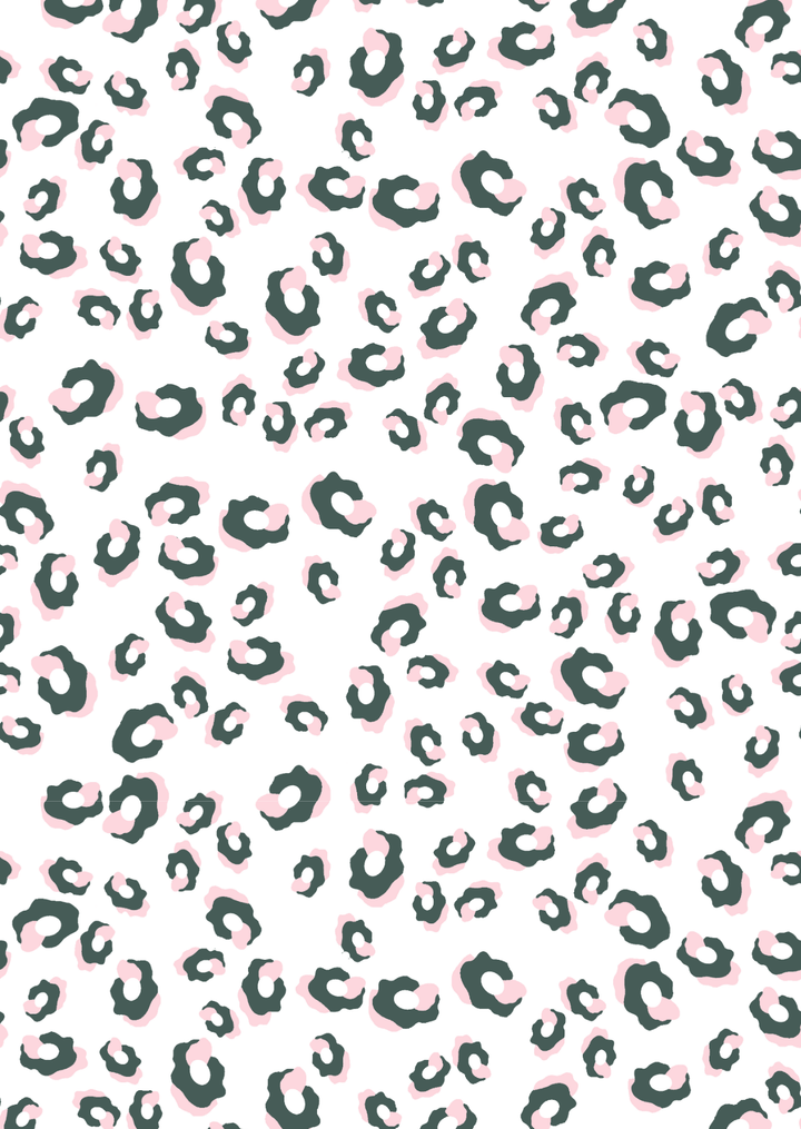 ALMA Green and Pink Leopard Print Low Vase