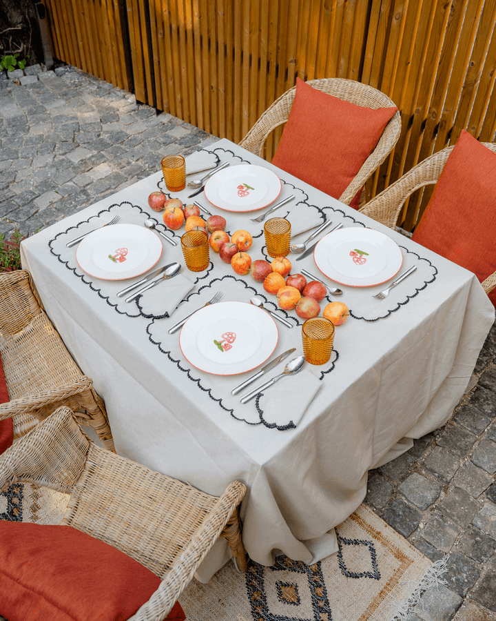 Set de table Luna, Beige et feston Noir Sets de table Mariaida Home