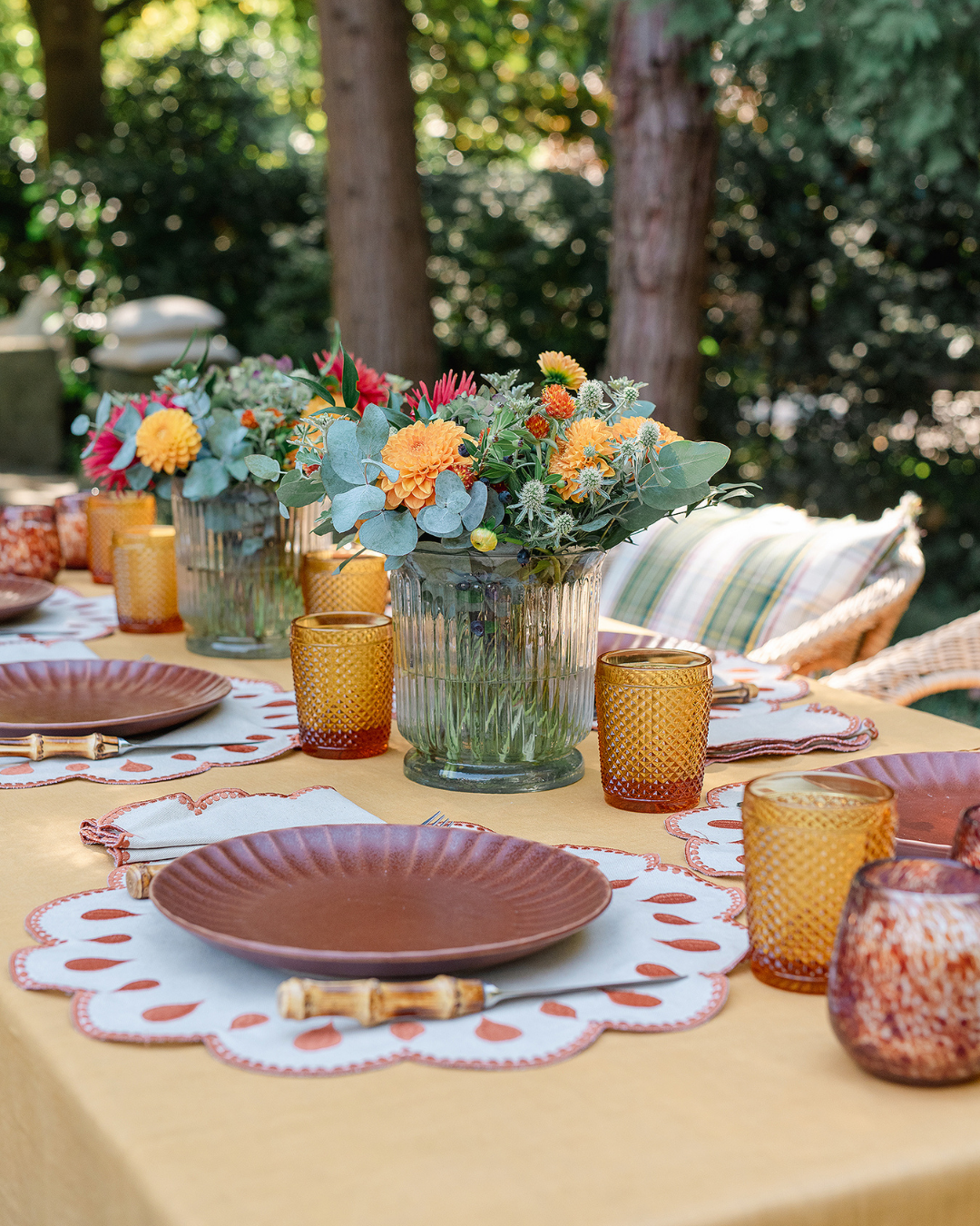 Set de table Gotas, beige et terracotta