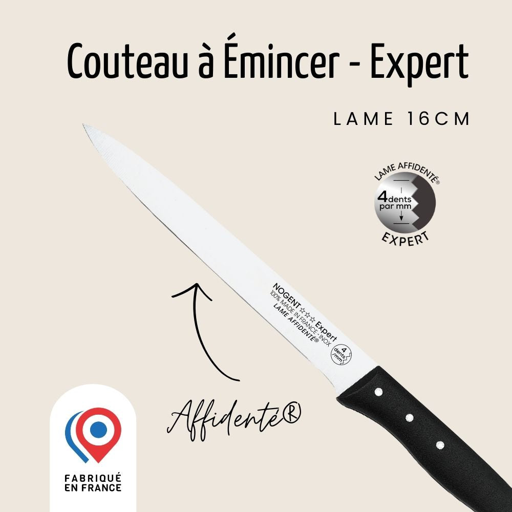 Couteau à Émincer - Lame 16 cm - Noir | Expert Affidenté® Couteaux à émincer Nogent 3 Etoiles