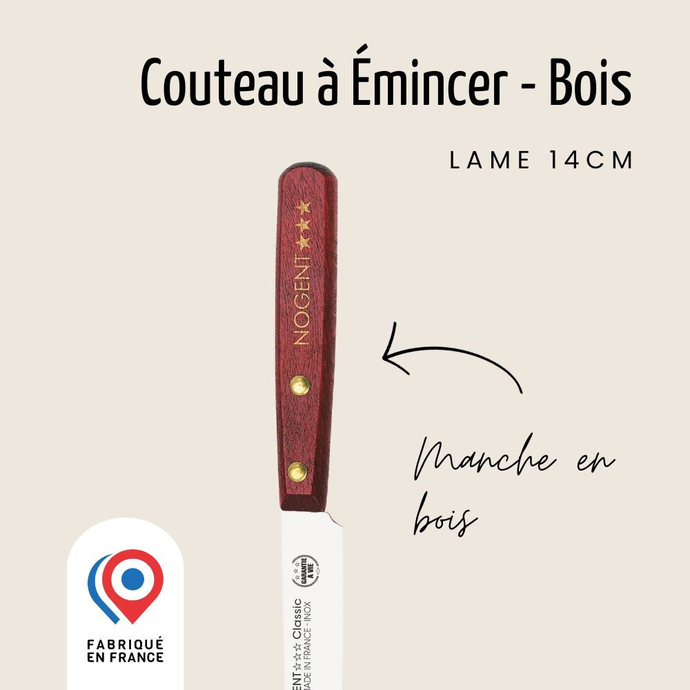 Couteau à Émincer - Lame lisse 14 cm - Merisier | Classic Bois