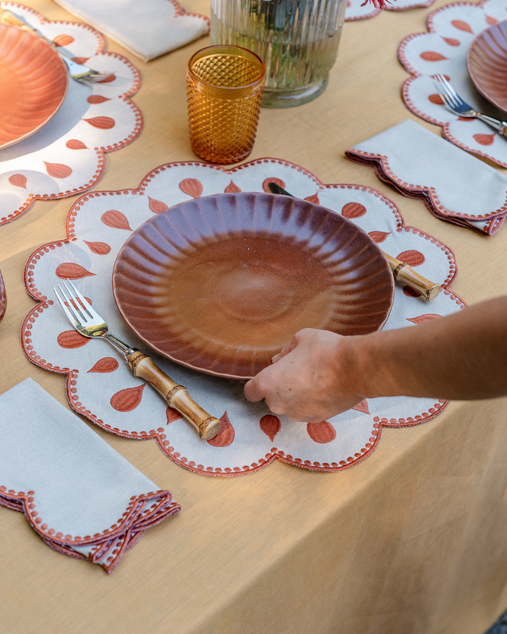 Set de table Gotas, beige et terracotta