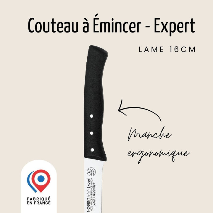 Couteau à Émincer - Lame 16 cm -  Noir | Expert Affidenté®