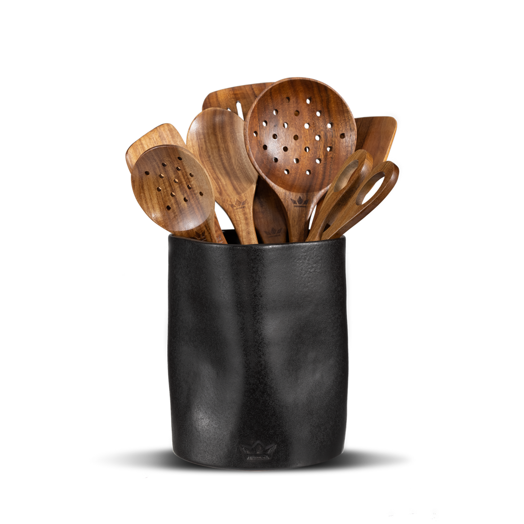 Dented Utensil Holder - Matte Black