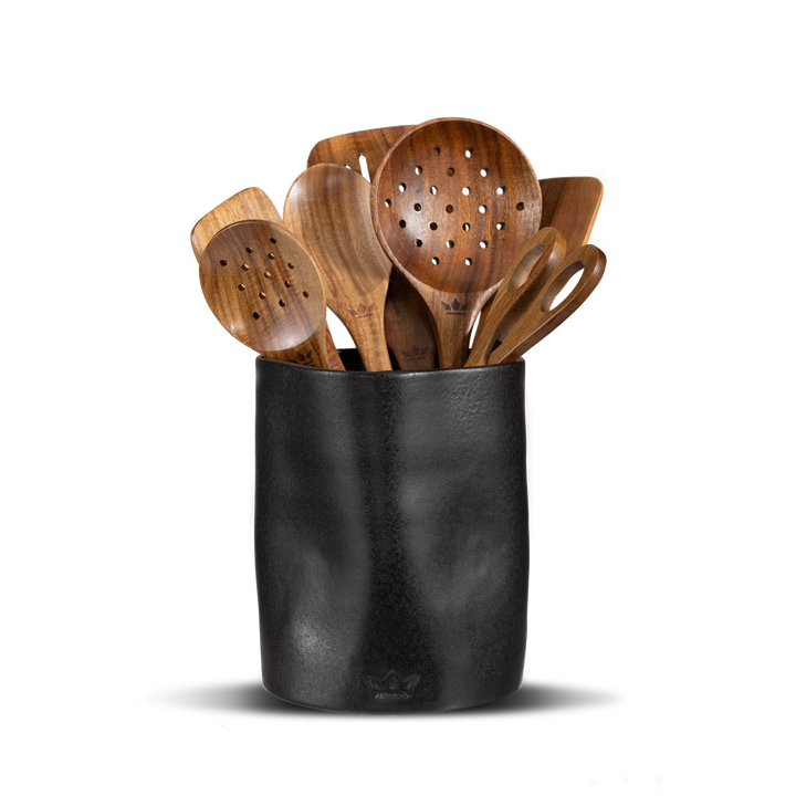 Dented Utensil Holder - Matte Black