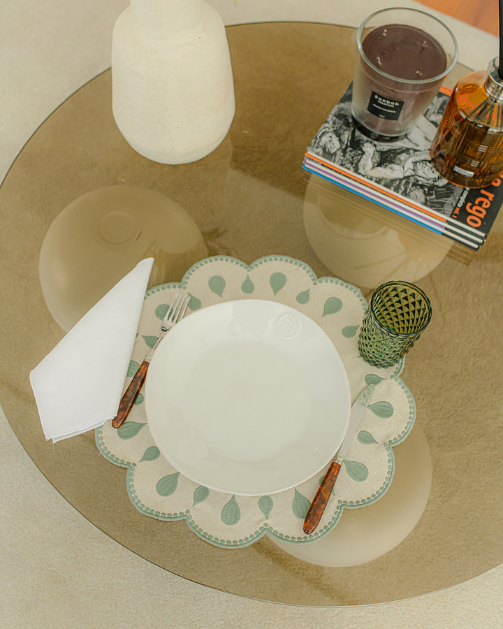 Set de table Gotas, beige et vert