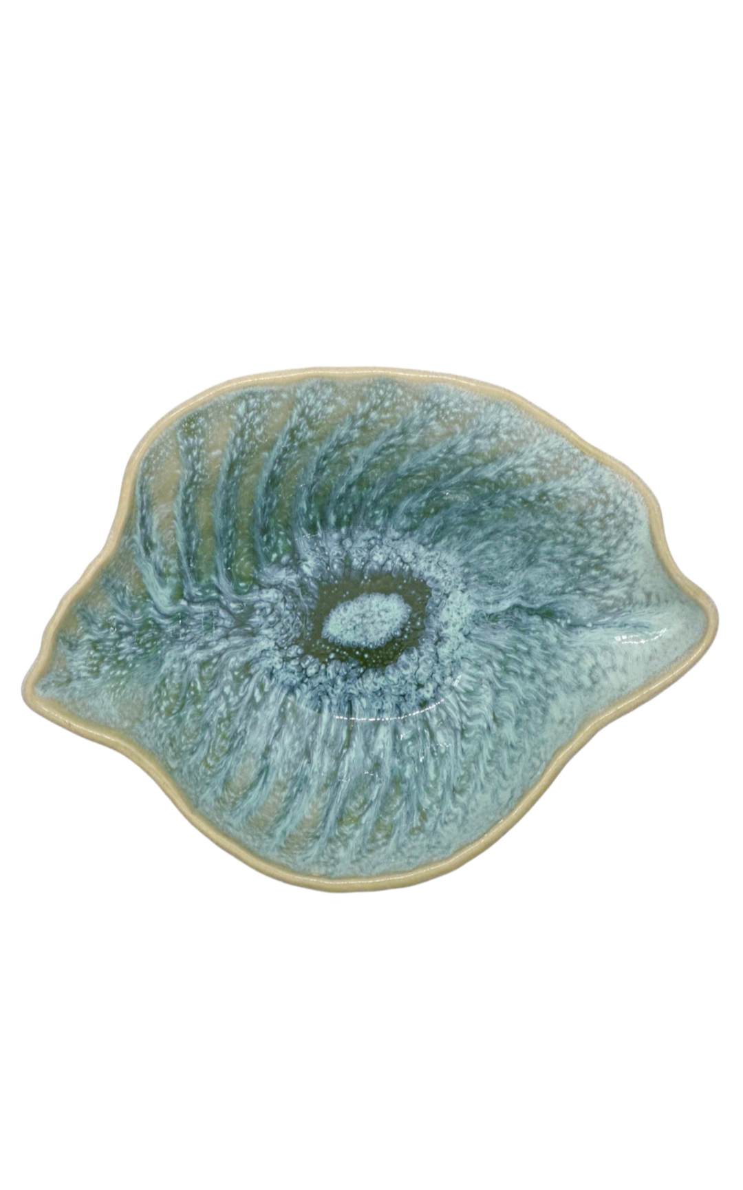 Handmade Portuguese Celadon Beach Ceramic Shell Bowl
