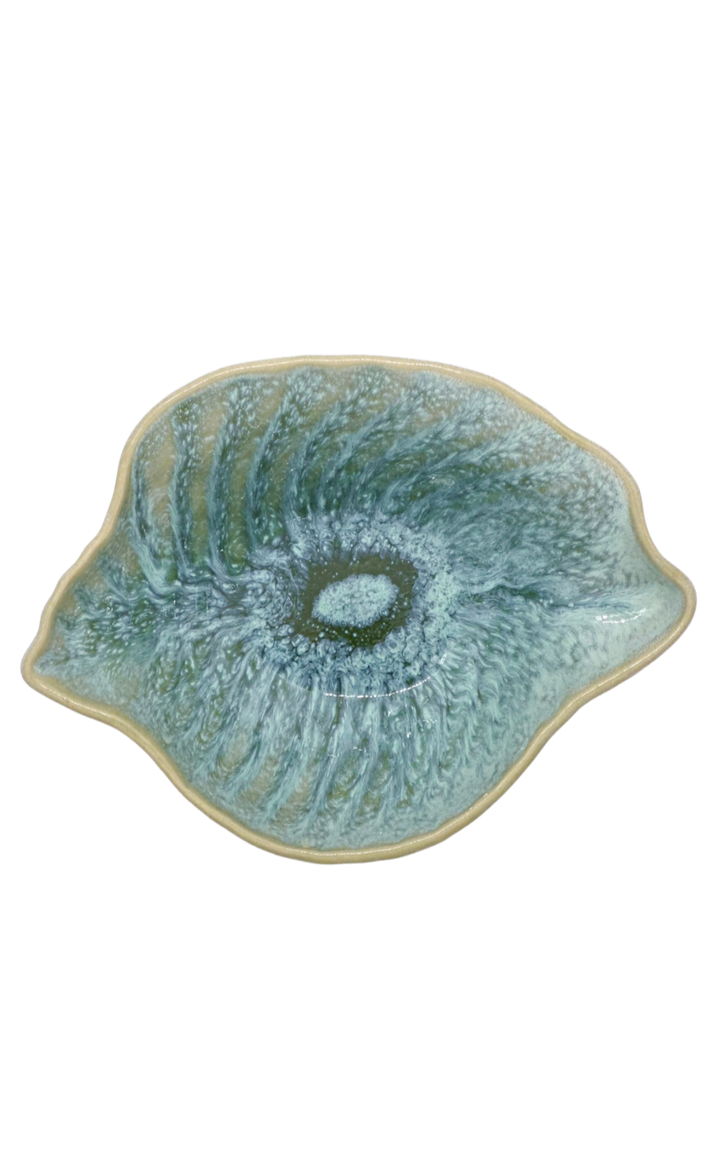 Handmade Portuguese Celadon Beach Ceramic Shell Bowl