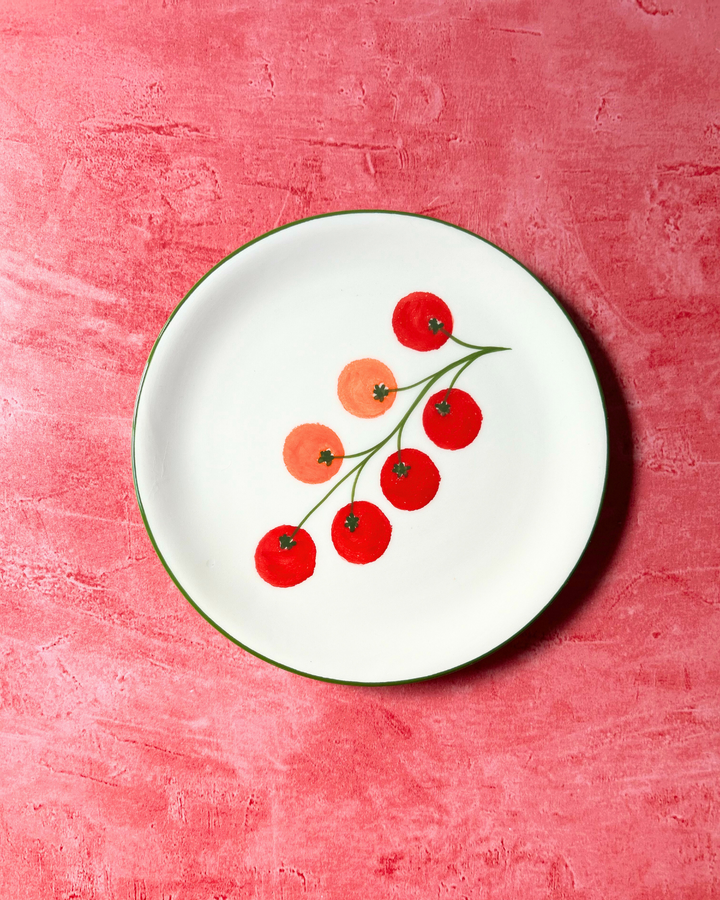 Small plate with small tomatoes and green border (Set of 2)