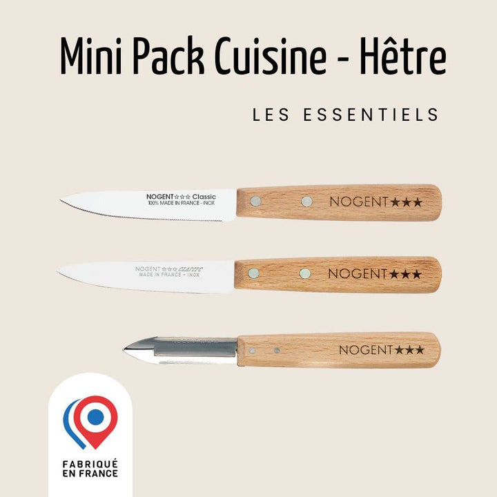 Mini Pack Cuisine - Hêtre | Éplucheur offert Couteaux de cuisine Nogent 3 Etoiles