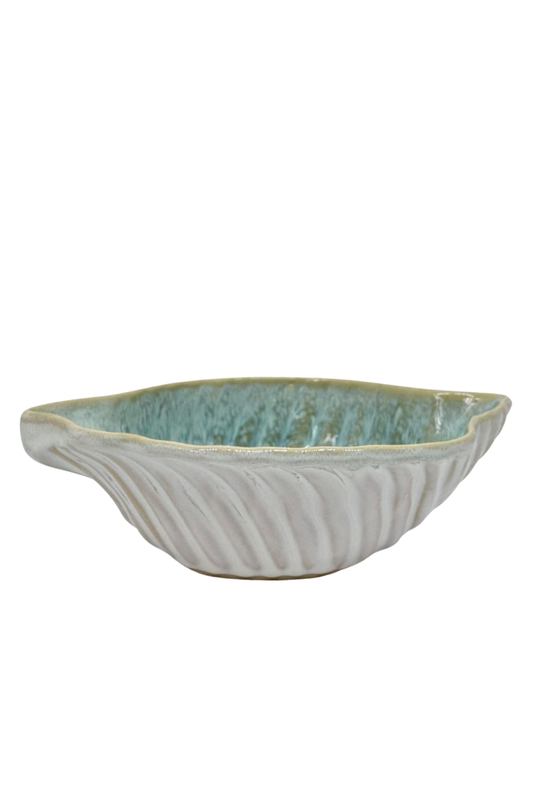 Handmade Portuguese Celadon Beach Ceramic Shell Bowl