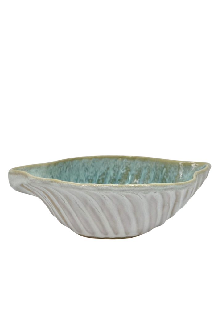 Handmade Portuguese Celadon Beach Ceramic Shell Bowl