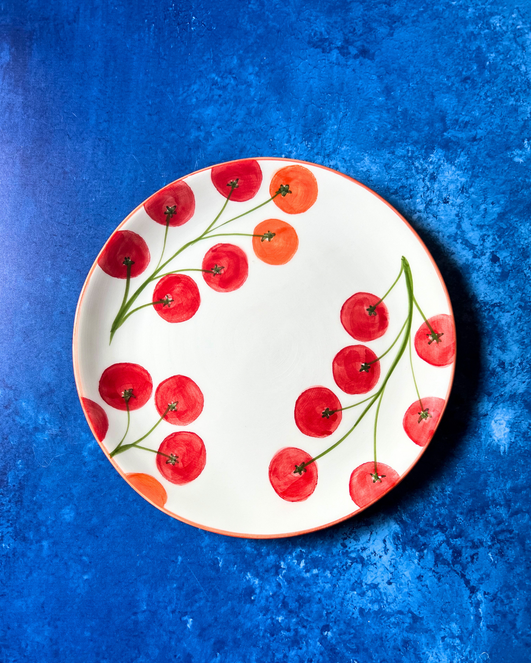 Grande assiette à diner Tomates (liseret rouge) (Set de 2)