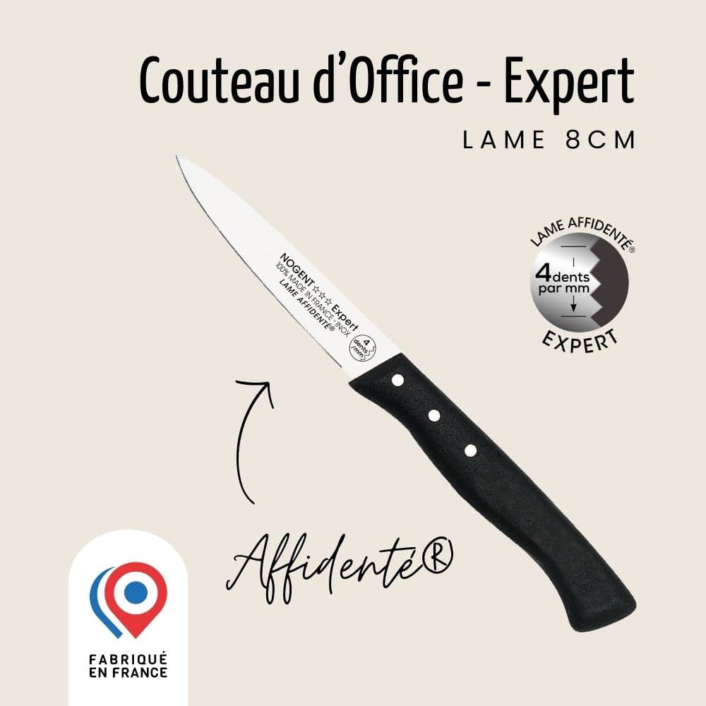 Couteau d’Office – Lame 8 cm – 4 dents au mm | Expert Affidenté® Couteaux d'office Nogent 3 Etoiles