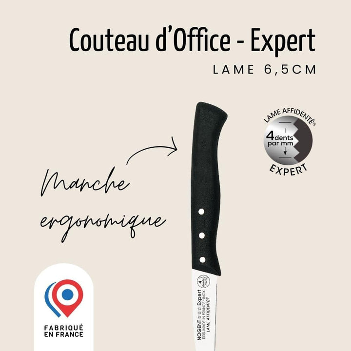 Couteau d’Office – Lame 6,5 cm – 4 dents au mm | Expert Affidenté®