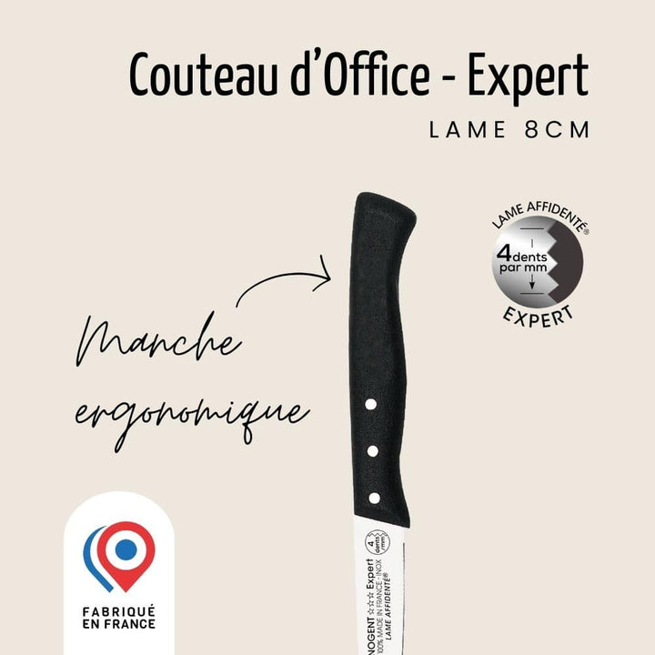 Couteau d’Office – Lame 8 cm – 4 dents au mm | Expert Affidenté®