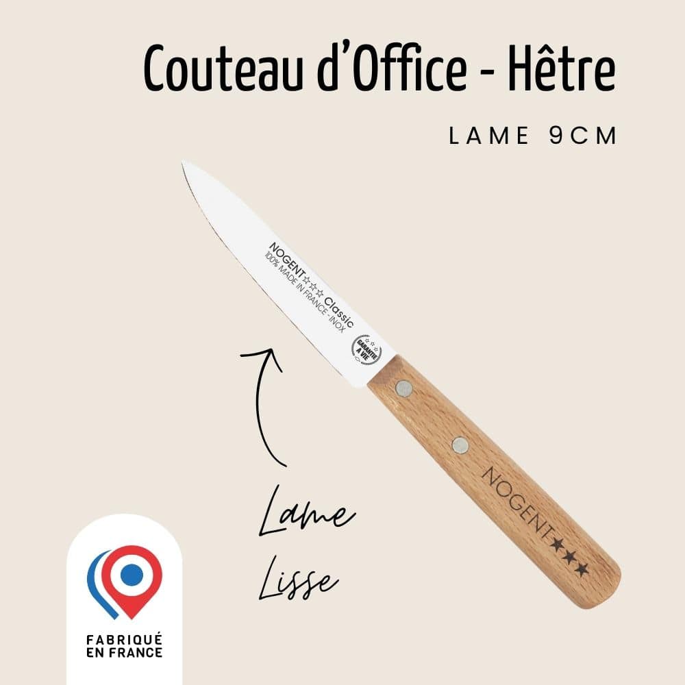 Couteau d'Office - Lame Lisse 9 cm | Classic Bois