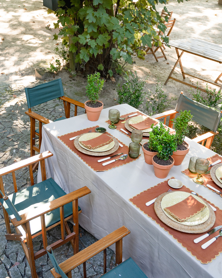 Serviette Aurora, terracotta et jaune