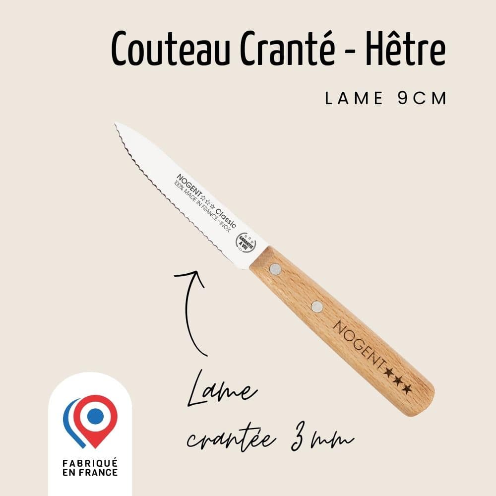 Couteau d’Office – Lame 9 cm Crantée 3 mm | Classic Bois