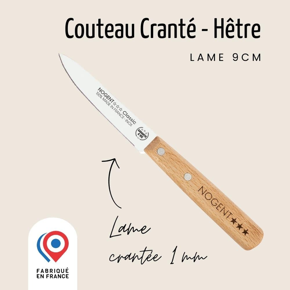 Couteau d’Office – Lame 9 cm Crantée 1 mm | Classic Bois