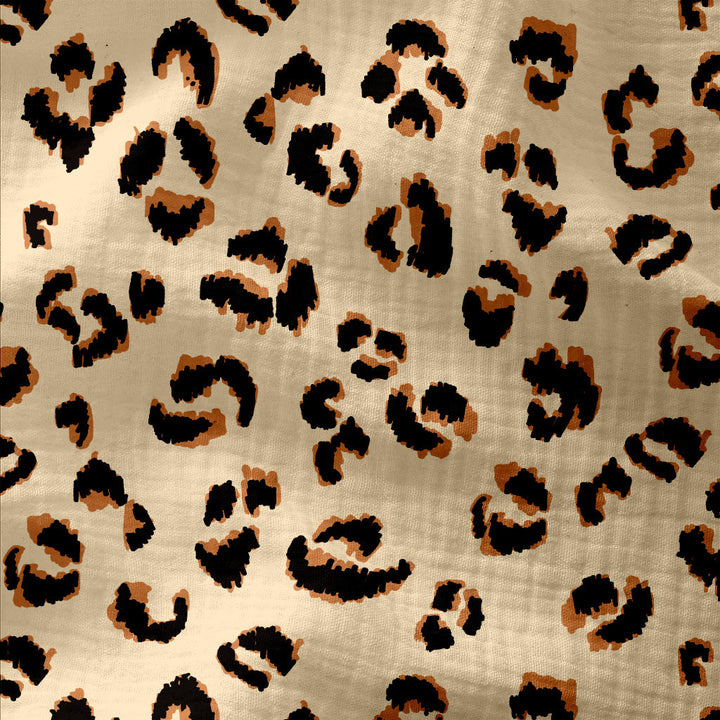 6 serviettes de table en double gaze de coton motif leopard fabriquées en France