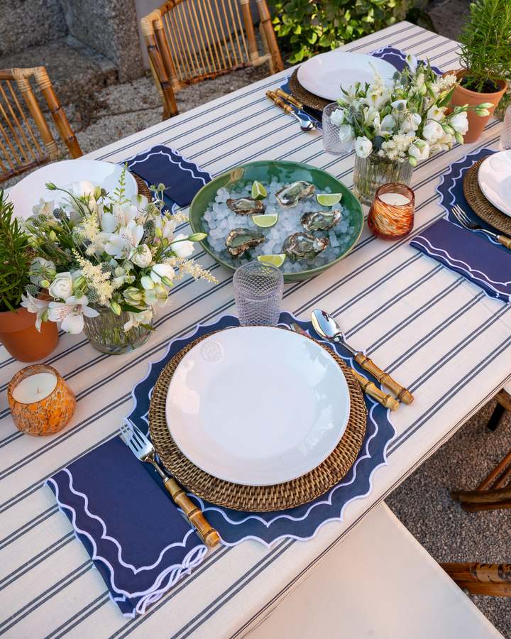 Set de table Navy, bleu marine et blanc