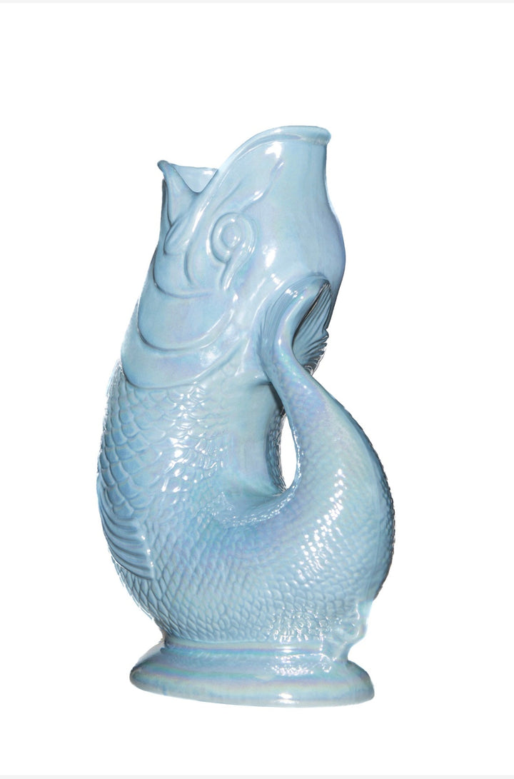 Autenthique Carafe Poisson Gluggle jug | Bleu ciel irisé