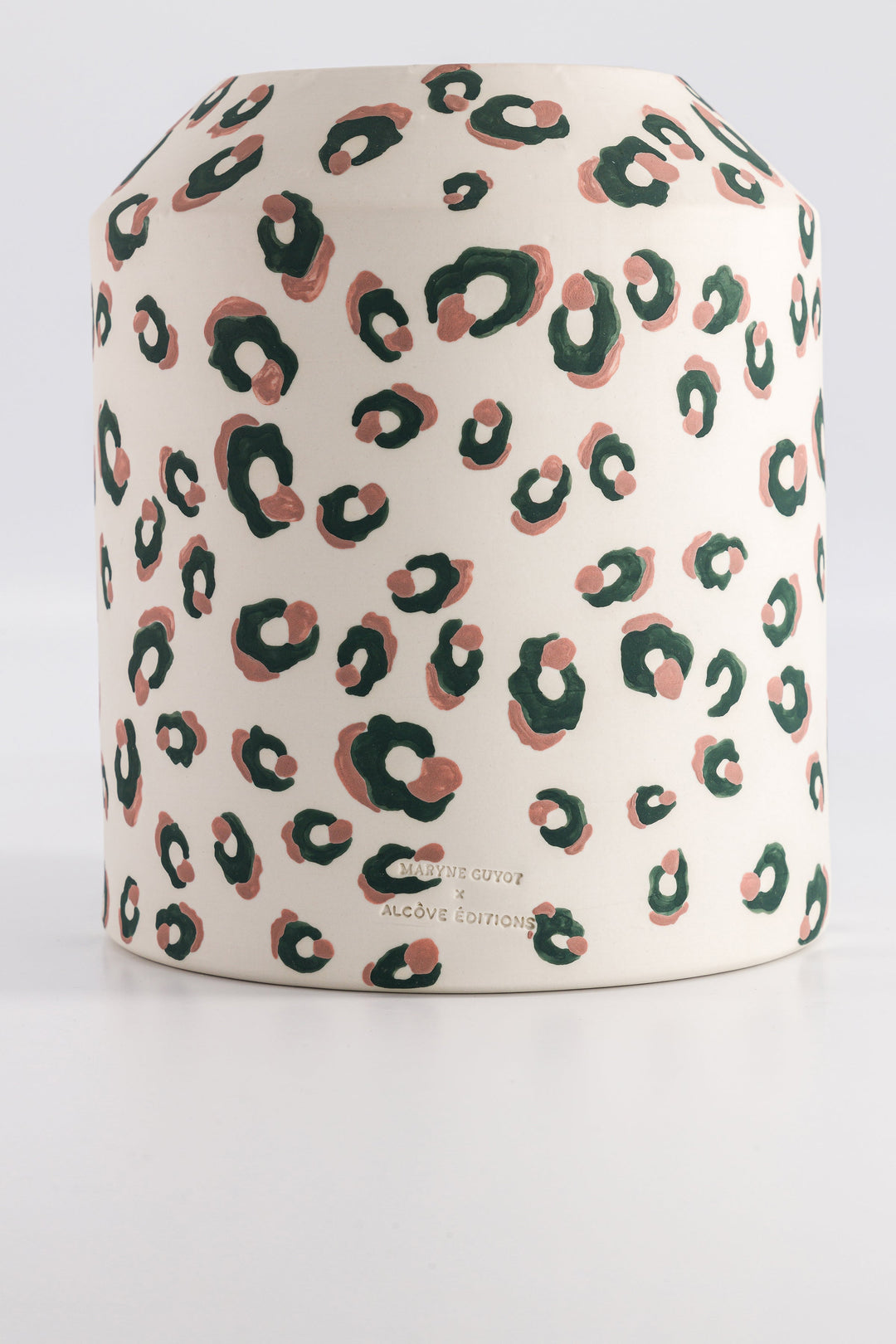 ALMA Green and Pink Leopard Print Low Vase