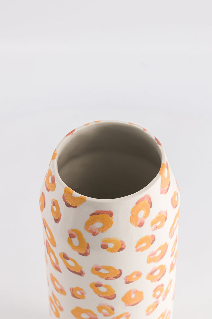 Tall vase with yellow and pink leopard print - ALMA