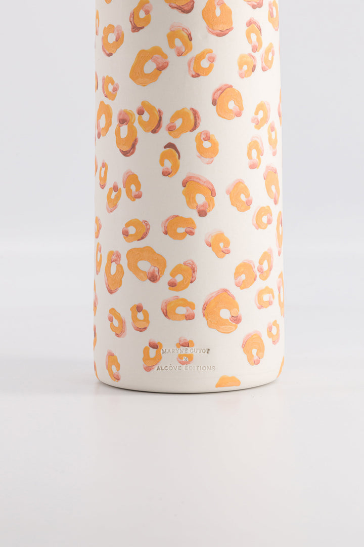 Tall vase with yellow and pink leopard print - ALMA