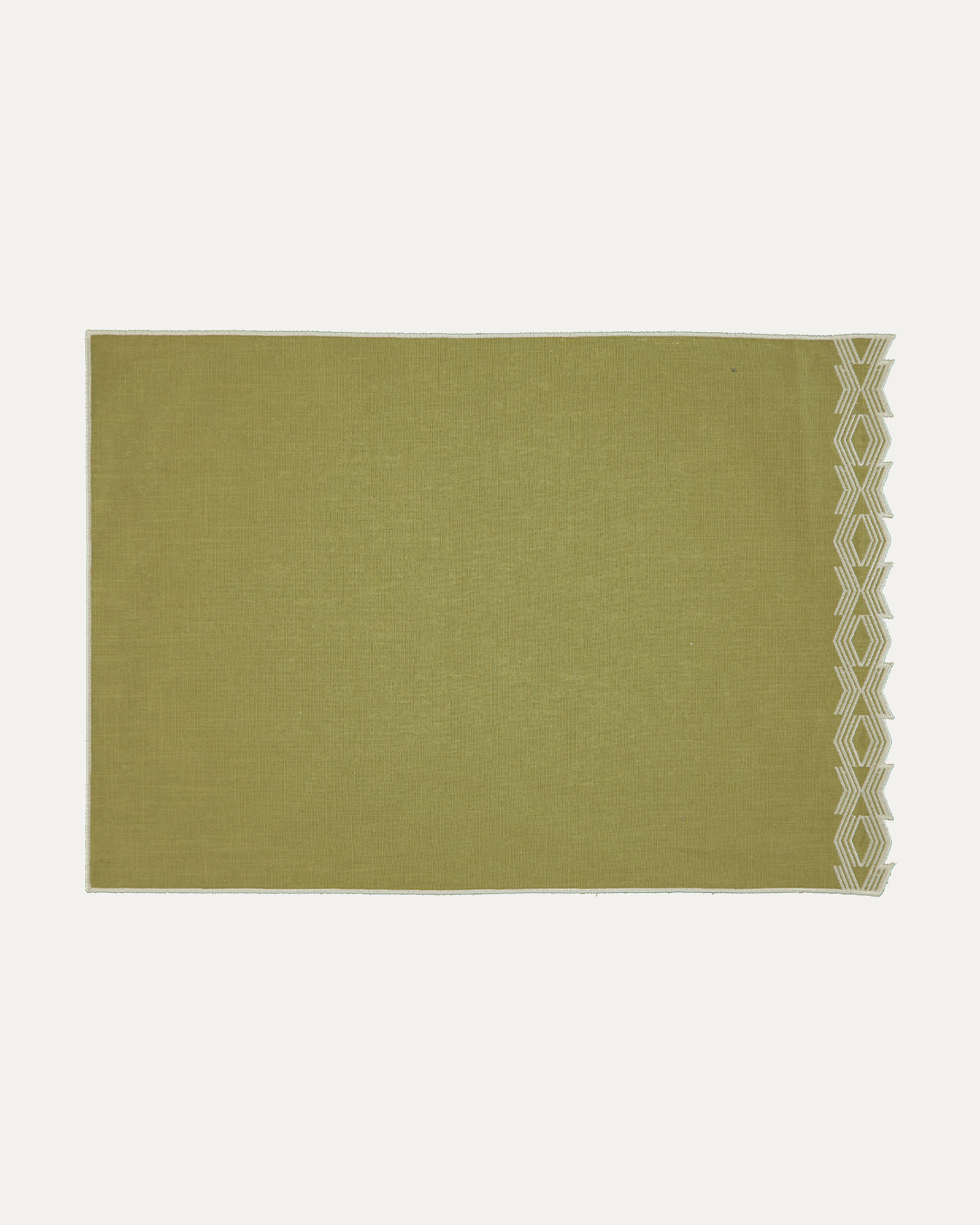 Set de table Prisma, vert et broderies blanches