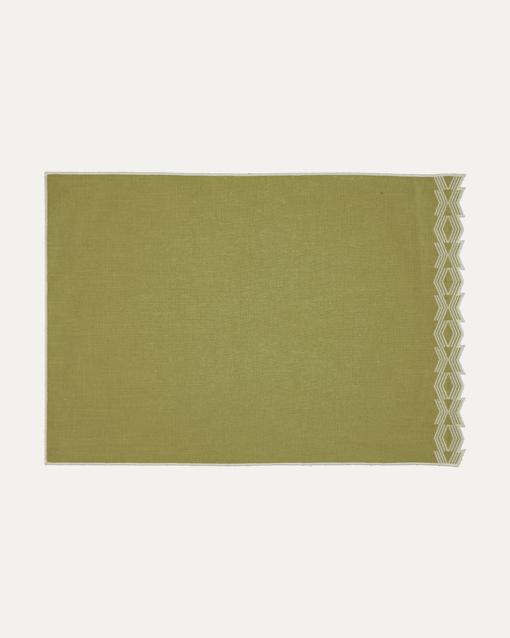 Set de table Prisma, vert et broderies blanches
