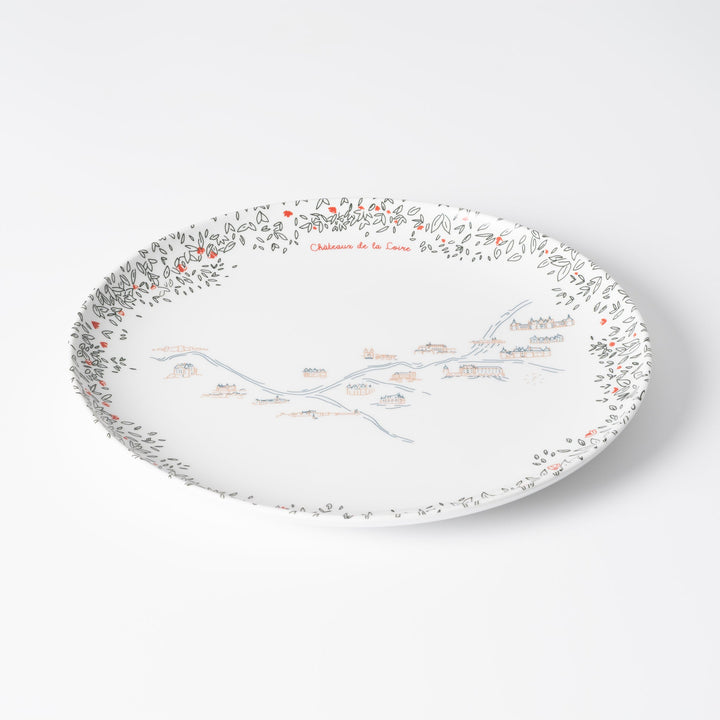 Grande assiette plate en mélamine - Les châteaux de la Loire - Ø 24 cm