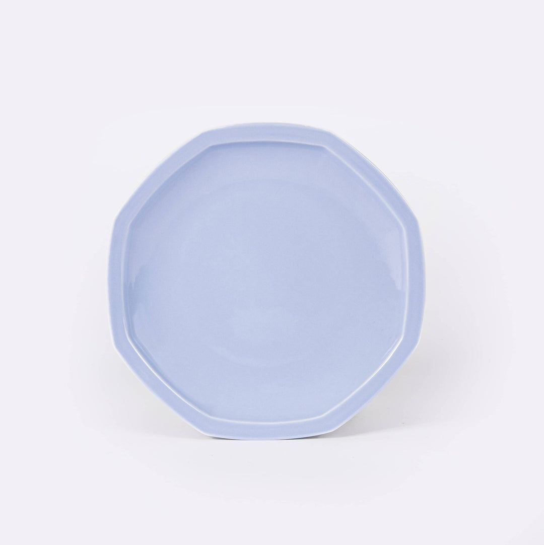 La grande assiette en porcelaine octogonale - Bleu pastel