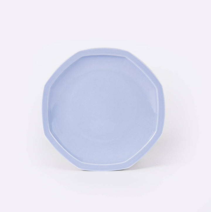 La grande assiette en porcelaine octogonale - Bleu pastel