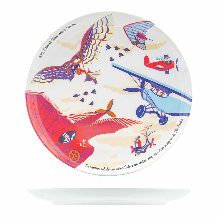 Assiette à dessert en mélamine - Histoire de l'aviation - Ø 21 cm Assiettes à dessert Ours Blanc