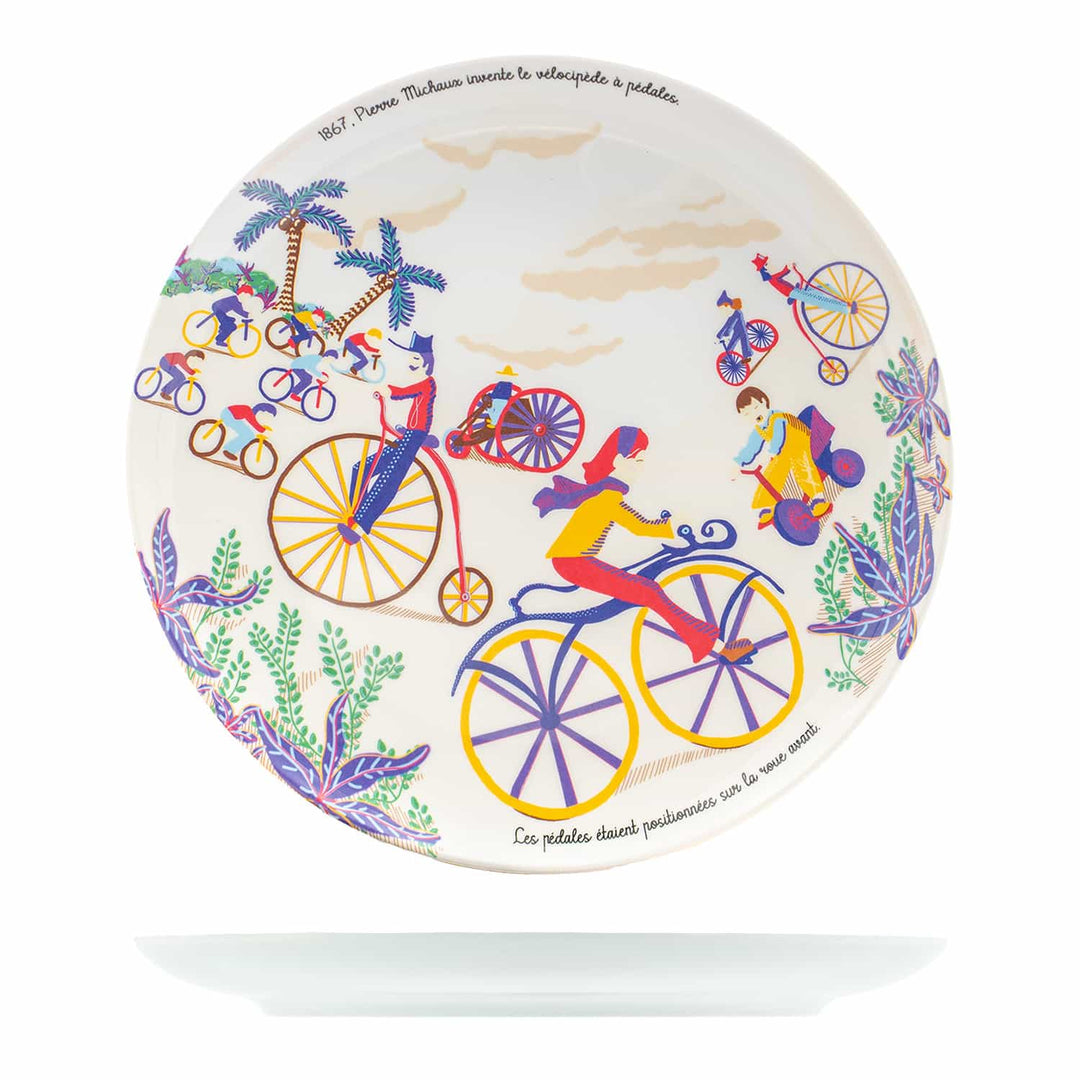 Assiette à dessert en mélamine - Histoire de la bicyclette - Ø 21 cm Assiettes à dessert Ours Blanc