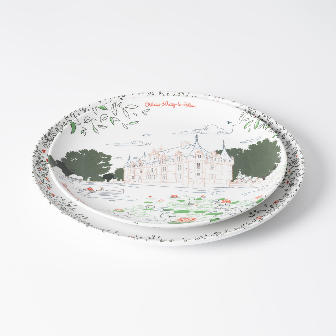 Set of 4 melamine dessert plates - The Loire Valley Castles - Ø 21 cm