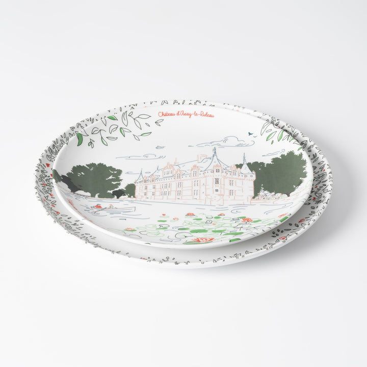 Set of 4 melamine dessert plates - The Loire Valley Castles - Ø 21 cm