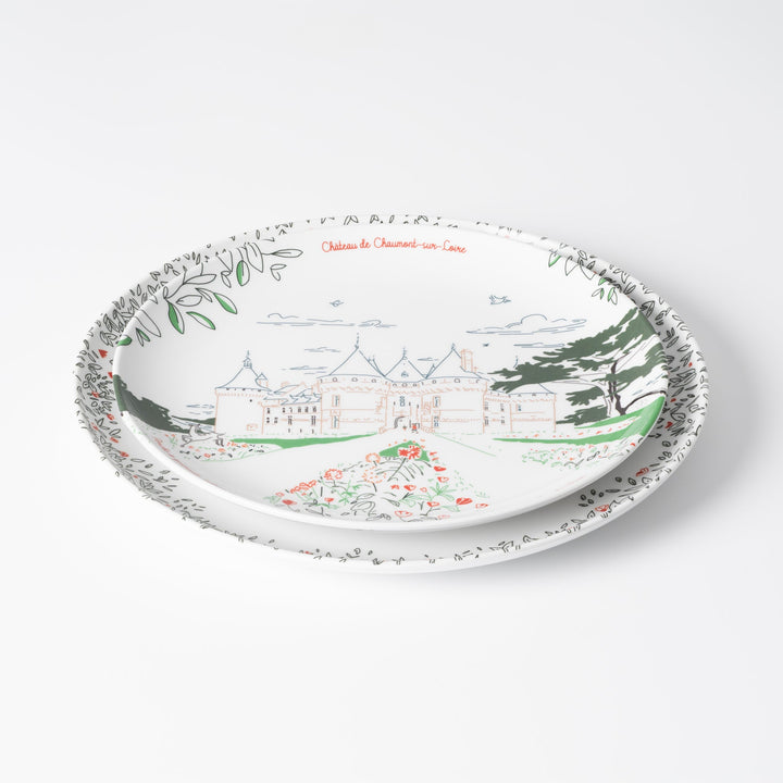 Set of 4 melamine dessert plates - The Loire Valley Castles - Ø 21 cm