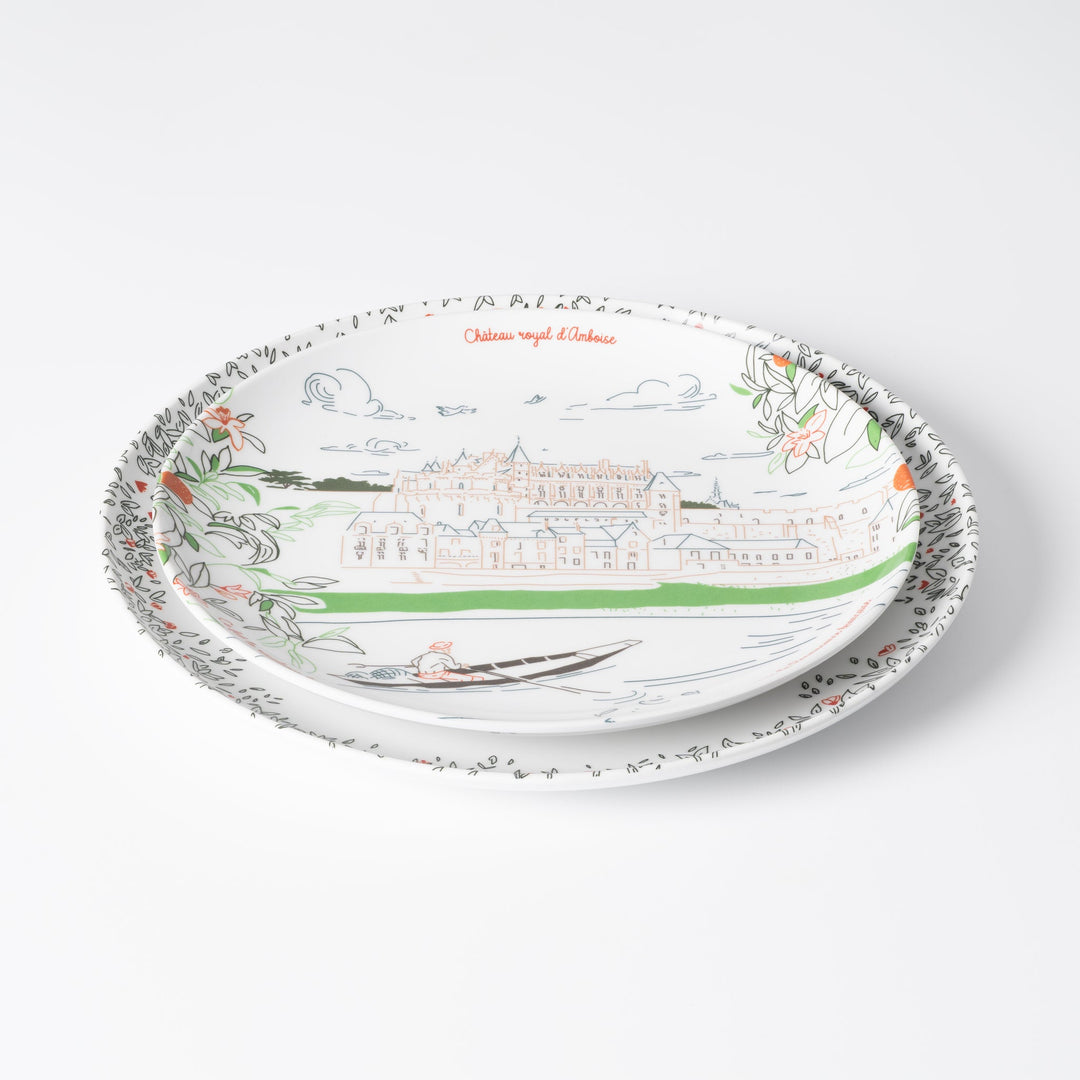 Assiette à dessert en mélamine, Château royal d'Amboise, collection Les Châteaux de la Loire · Ours Blanc Paris