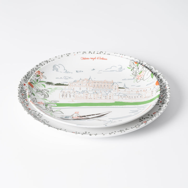 Assiette à dessert en mélamine, Château royal d'Amboise, collection Les Châteaux de la Loire · Ours Blanc Paris