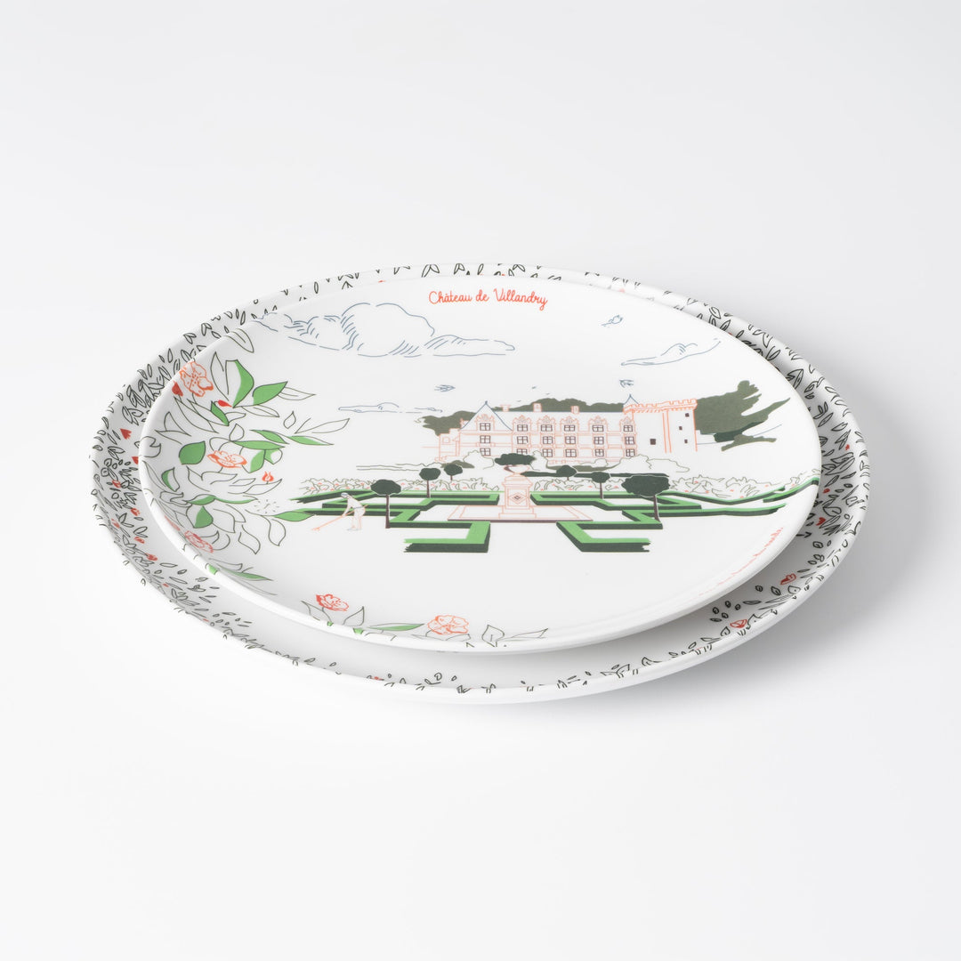 Set of 4 melamine dessert plates - The Loire Valley Castles - Ø 21 cm