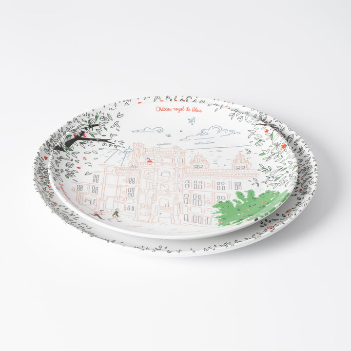 Set of 4 melamine dessert plates - The Loire Valley Castles - Ø 21 cm